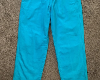Vintage Wrangler Western Jeans Turquoise Blue High Rise Cowgirl Pants 9 x 32
