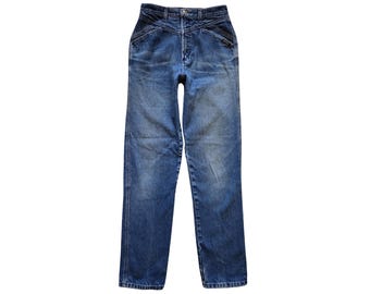 Calça jeans vintage Rocky Mountain de cintura alta, estilo western dos anos 80, comprimento 11/12 feminino