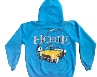 Vintage 1989 Hobie Surf Skate Hoodie Sweatshirt USA Teal Shirt Medium