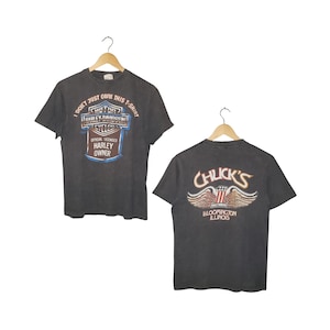 Vintage Harley Davidson T-Shirt: 80s Single Stitch Black Cotton Medium