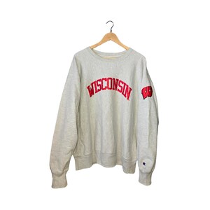 Vintage 90s Champion Reverse Weave Wisconsin Badgers Sweatshirt - Gray XL
