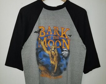 Camiseta raglán vintage de concierto de Ozzy Osbourne de los años 80, Bark at the Moon, talla mediana