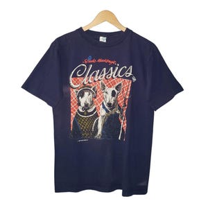 Vintage 1987 Spuds MacKenzie Budweiser Beer American Gothic T-Shirt Navy Blue Anheuser Busch Large