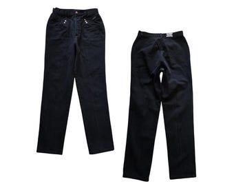 Calça jeans vintage Rocky Mountain de cintura alta Rockies sem costas, jeans preto, perna reta, tamanho 11/12