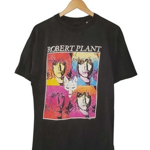 Vintage Robert Plant Manic Nirvana 1990 Tour T-Shirt Single Stitch Black USA Shirt XL