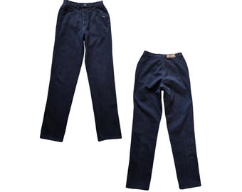 Calça jeans vintage Rocky Mountain de cintura alta Rockies sem costas, jeans preto, perna reta, tamanho 11/12