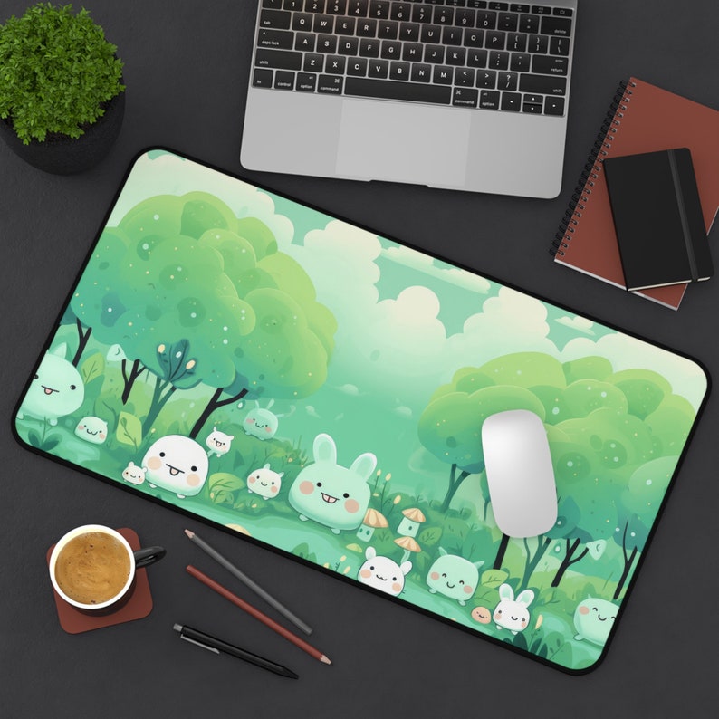 Kawaii Anime Desk Mat, Gaming Deskmat, Gamer Workspace, Mystical