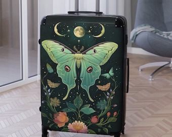 Celestial Luna Moth Suitcase Trendy Butterfly Luggage Moon Design Travel Gear Pretty Vacation Carey On Functional Chic Getaway Weekend Pack
