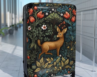 Beautiful Luggage Wheeled Suitcase William Morris Style Weekend Getaway Floral Wedding Honeymoon Gift for Travel Hardshell Rolling Baggage