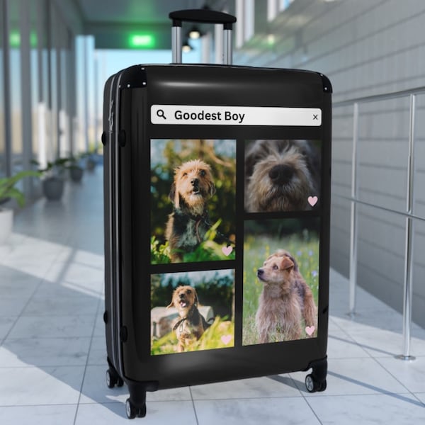 CUSTOMIZED Rolling Suitcase, Pet Parent Gift, Personal Photo Collage, Dog Lover, Furr Baby, Cat Lover, Hardcase Luggage, Personalized Gift
