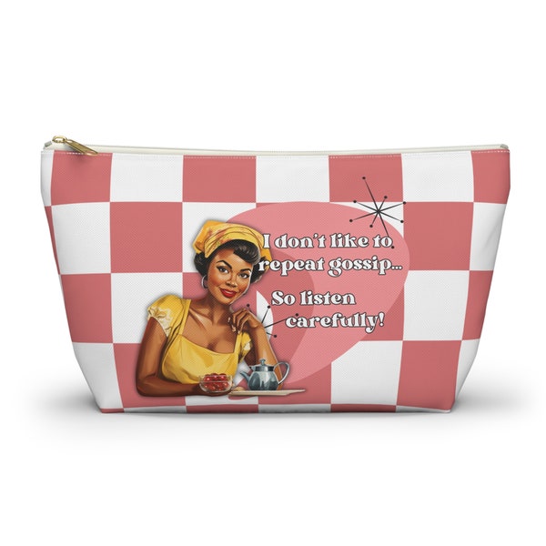 Retro 50s Cosmetic Pouch Funny Quote Travel Accessories Fifties Inspired Gift Travelling Bag Nostalgic Checkered Trending Style Pack
