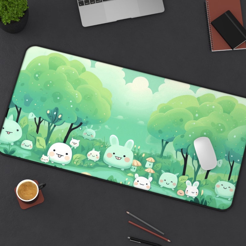 Kawaii Anime Desk Mat, Gaming Deskmat, Gamer Workspace, Mystical