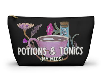 Witchy Vibes Medication Pouch, Potions Tonics Design, Travel Cosmetics Case