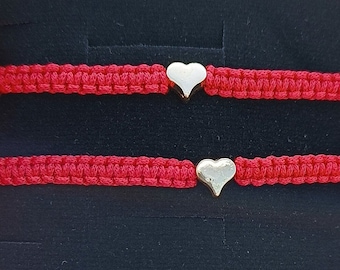 Mama en ik armbanden, rood, moeder en dochter armbanden, hartarmbanden, waterdichte bijpassende armbanden