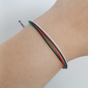 Palestine flag colors bracelets for family , Free Palastine , Black Green White thread with Red or Black or White Adjustable cord