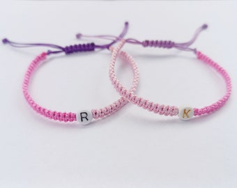 Personalized Initial Bracelet Set: Custom Couple Friendship Gift