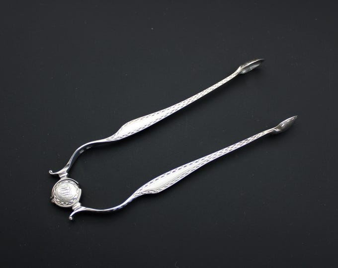 A George III Period, London, Georgian Sprung-Arm Silver Sugar Tongs
