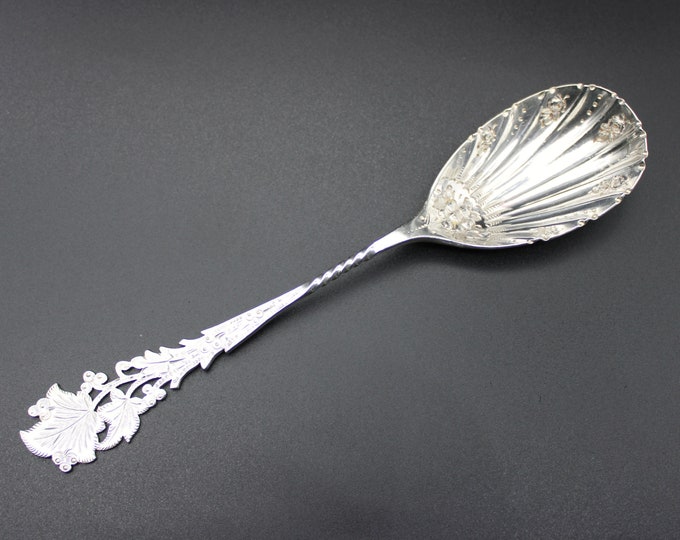 A Syner & Beddoes, Birmingham, Sterling Silver 'Berry' Serving Spoon