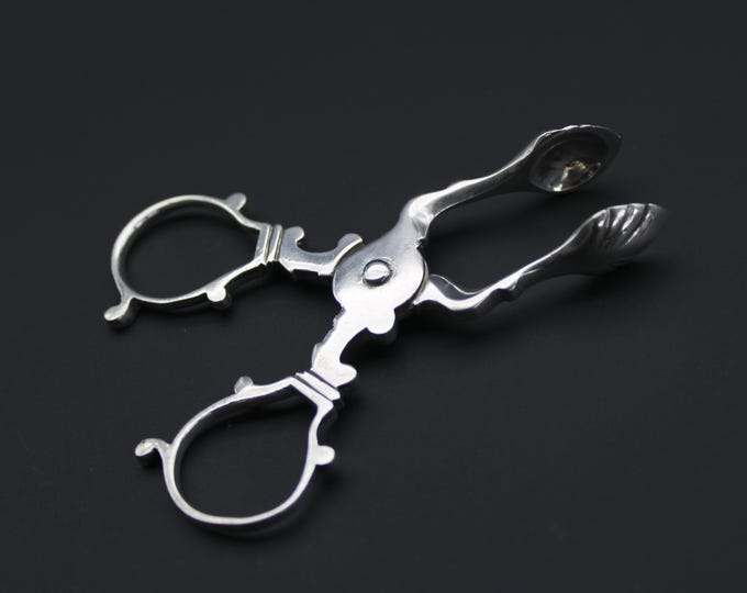 A Pair of George III Period, Miniature Silver Scissor Tea Tongs