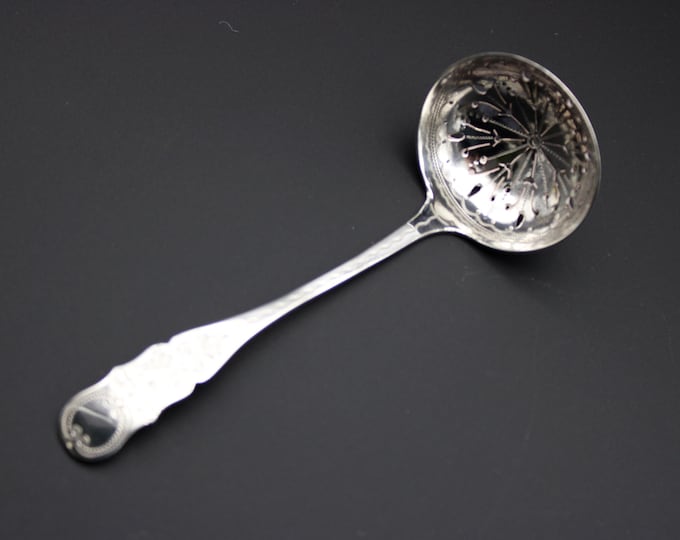 A Robert Pringle, Late Victorian, Sterling Silver Engraved Sugar Sifter Spoon