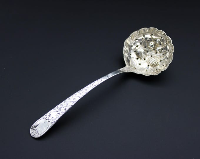 A John Lambe, George III  Sterling Silver Embossed Sugar Sifter Spoon