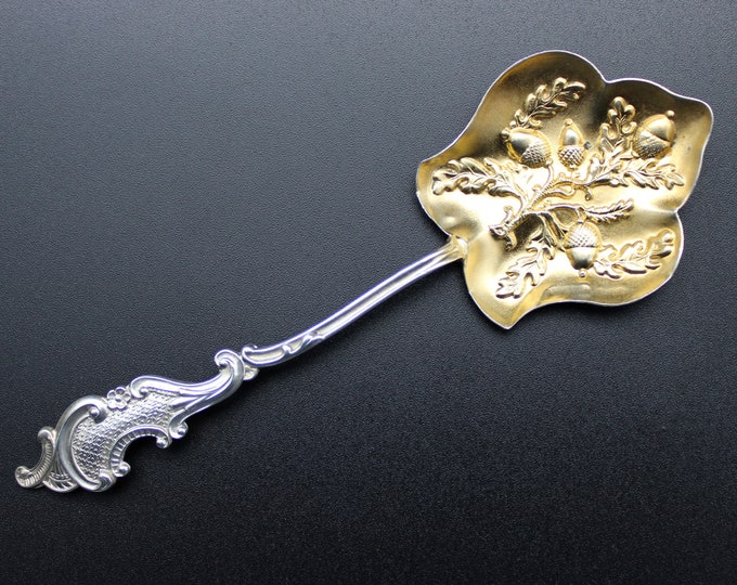 An A.J. Bailey, Birmingham Art Nouveau Style Silver Gilt Preserve Spoon