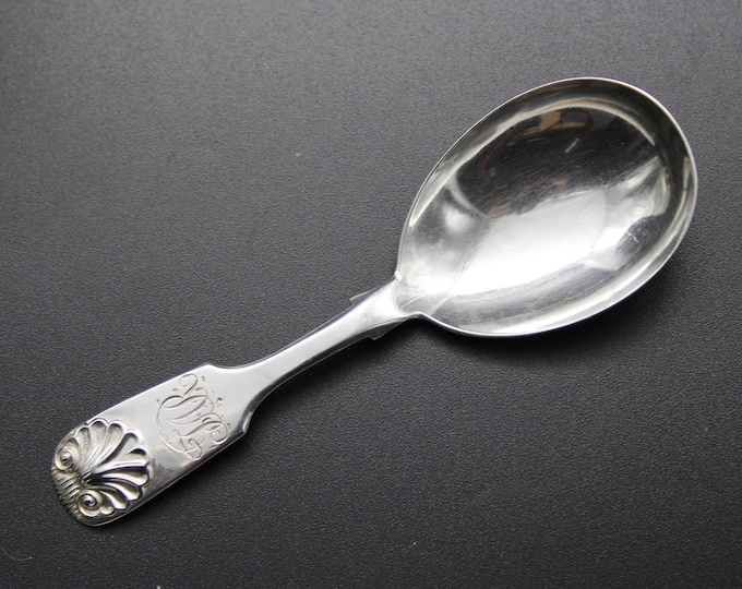 A Victorian Sterling Silver Shell & Fiddle Pattern Caddy Spoon