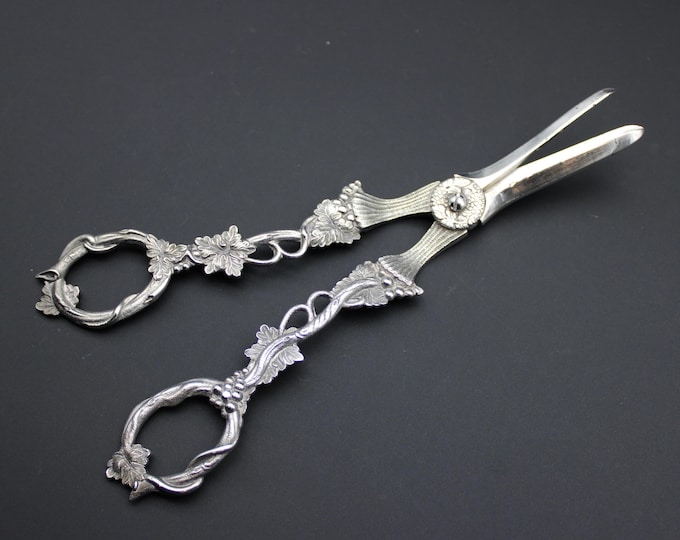 A Pair of Yapp & Woodward, Victorian, Cast Sterling Silver Grape Scissors