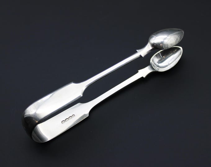 A Pair of Thomas Hart Stone, Exeter 1865, Silver Fiddle Pattern Sugar Tongs