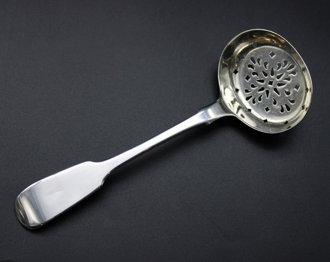 A John Langdon, Plymouth, Large Silver Fiddle Pattern Sugar Sifter Spoon