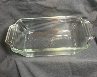 Vintage Anchor Ovenware Clear Glass Bread Loaf Dish Casserole Dish 1.5 Qt