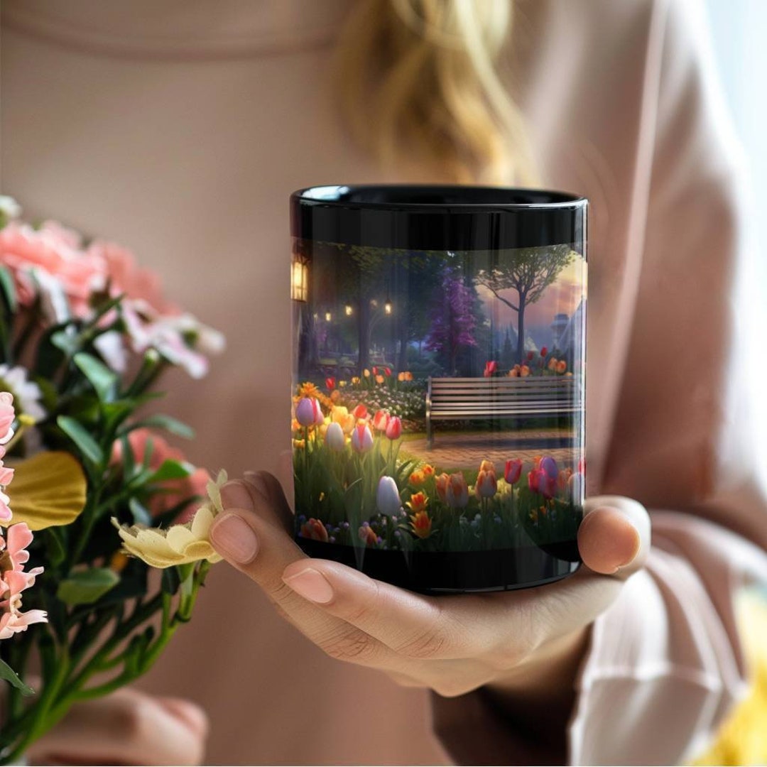 Cup With a Bench in a Tulip Meadow, Mug, Drinking Vessel, Tea Cup ...