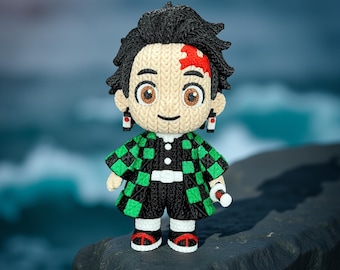 3D Printed Tanjiro – Demon Slayer – Knitted / Crochet Style Model