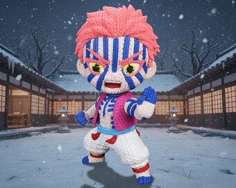 3D Printed Akaza – Knitted / Crochet Style – Demon Slayer Inspired