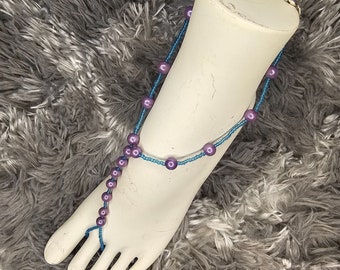 Women's Beaded Multicolor and Turquoise Barefoot Sandals One Size Fits Most