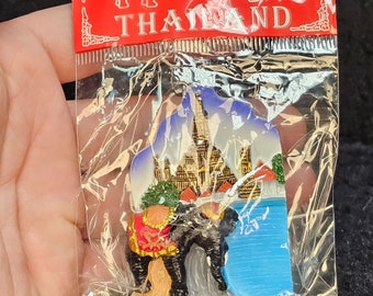 Thailand Graphic Map and Attractions Souvenir Fridge Magnet 2.5" X 3.5"