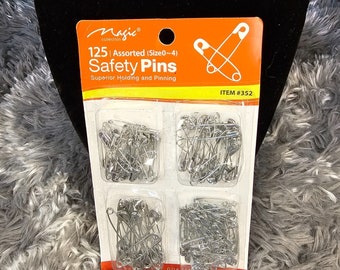 Magic Collection Assorted 125 Size 0-4 Safety Pins