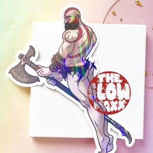 God of War Ragnarok Kratos Bara Game Holographic Vinyl Sticker
