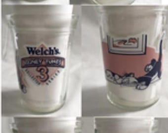 Vintage Welch's Jelly-Jar-Saftgläser-Looney Tunes 1994 4er Set