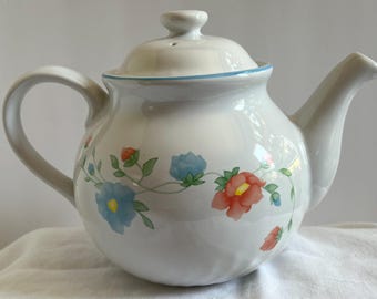 ヴィンテージ コレール コーディネーター レア 花柄 ストーンウェア ティーポット
