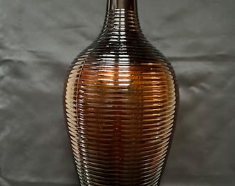 Vintage Rare Antique Brown Ribbed Glass Gallon Wine Bottle