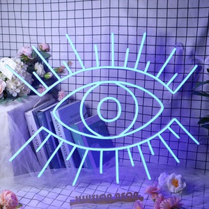 Mystieke Alziende Oog Neon Sign - Verlichte Blue Eye Wall Art voor spiritueel decor en esoterische ruimtes