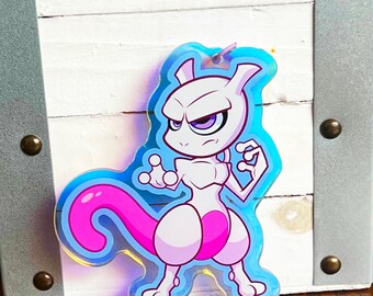 Mewtwo-Rainbow Epoxy Keychain.