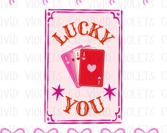 Lucky You PNG, Preppy Western Png, Western PNG, Preppy Png, Trendy PNG, Cards Png, Summer Png, Summer Shirt, Western Aesthetic