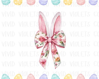 Coquette Cottagecore Bunny Ears PNG, Cottagecore Bunny Bow PNG, Bunny Ears Clipart, Bow Bunny PNG, Watercolor Bunny Png, Cute Easter Png