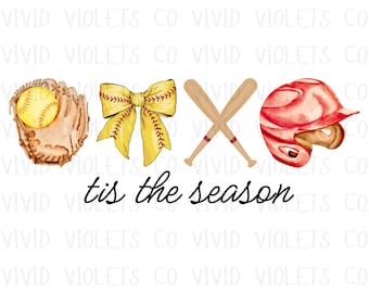 Tis The Season Softball PNG, Coquette Softball Png, Softball PNG, Softball Shirt Design, Sublimation Design, Trendy Softball Png