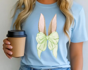 Bunny Ears PNG, Bunny Bow PNG, Bunny Ears Clipart, Bow Bunny PNG, Watercolor Bunny Png, Cute Easter Png, Coquette Easter Png, Coquette Png