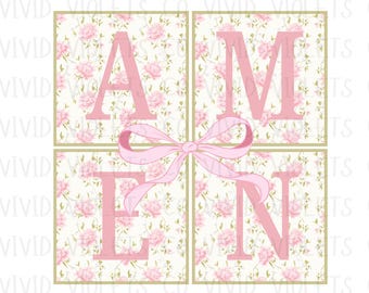 Floral Amen Coquette Png, Floral Amen Png, Amen Png, Preppy Easter Png, Easter Png, Coquette Easter Shirt,  Spring Shirt Design