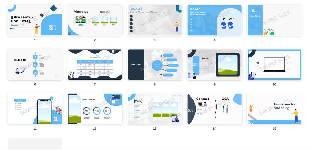 Blue Themed Powerpoint Presentation Clean Modern Fun for Business - Etsy
