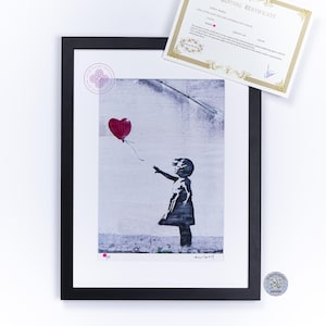 BANKSY girl with ballon Original M Arts Edition panel banksy balloon girl Serigraphie Banksy FRAMED banksy butterfly girl LiMITED banksi